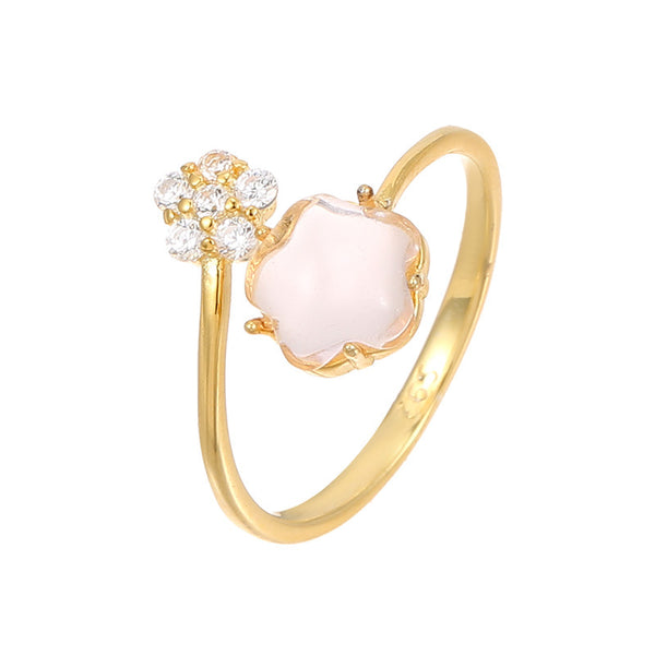 Dainty Pink Flower Stacking Ring