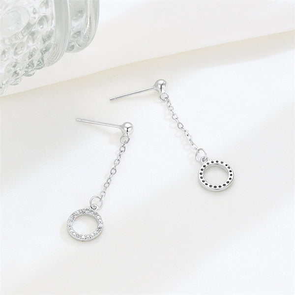 Pave Circle Drop Stud Earrings