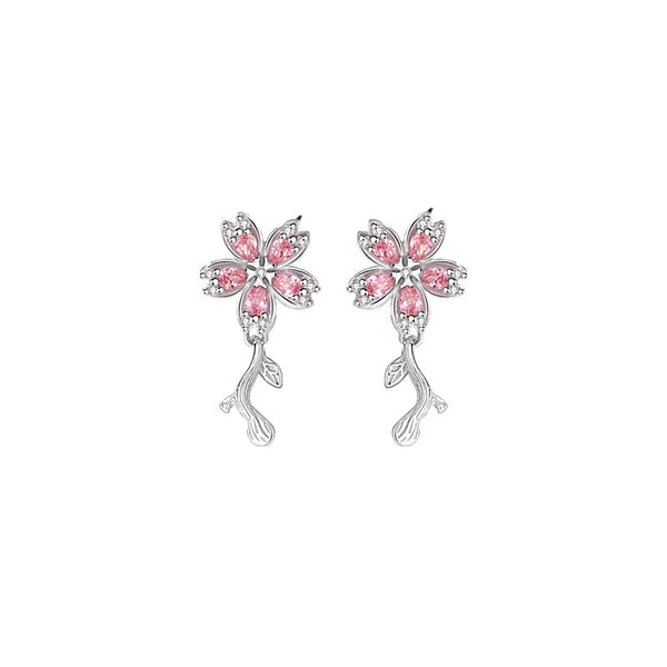 Pink Cherry Blossom Stud Earrings