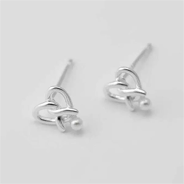 Pearl Heart Knot Stud Earrings