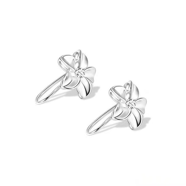 Silver Flower Hook Earrings