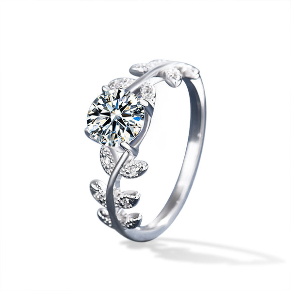 Moissanite Olive Leaf Engagement Ring