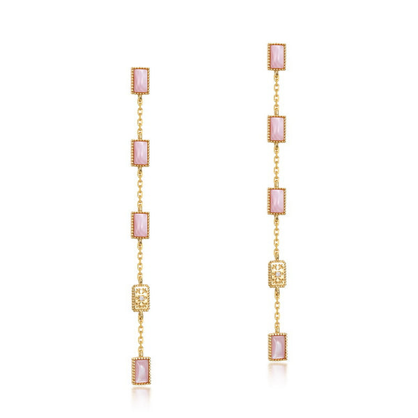 Pink Shell Drop Stud Earrings