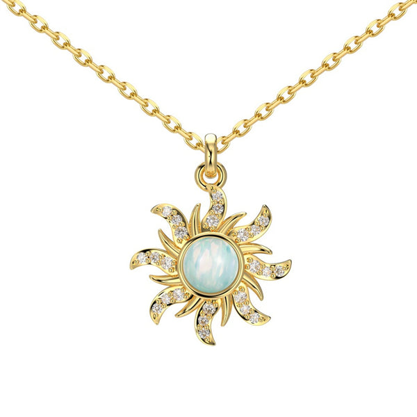 Opal Sun Pendant Necklace