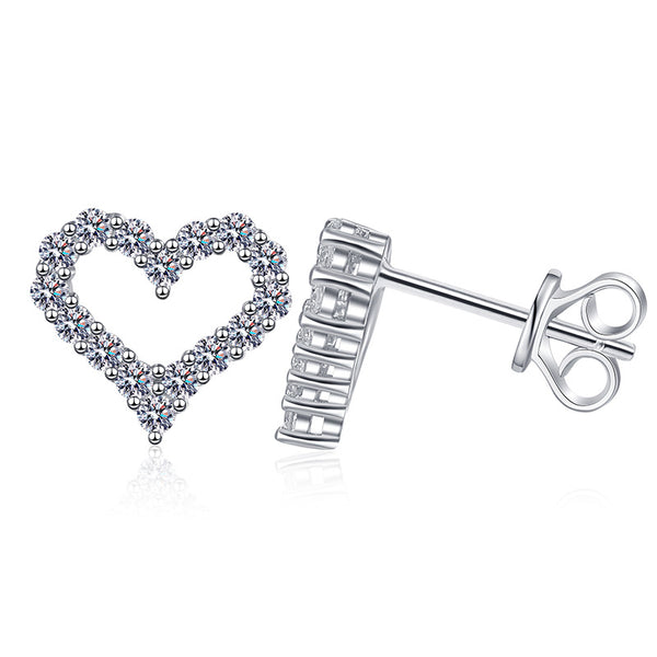 Moissanite Heart Wedding Stud Earrings