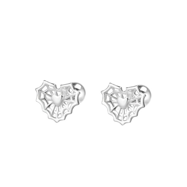 Spider Web Heart Stud Earrings