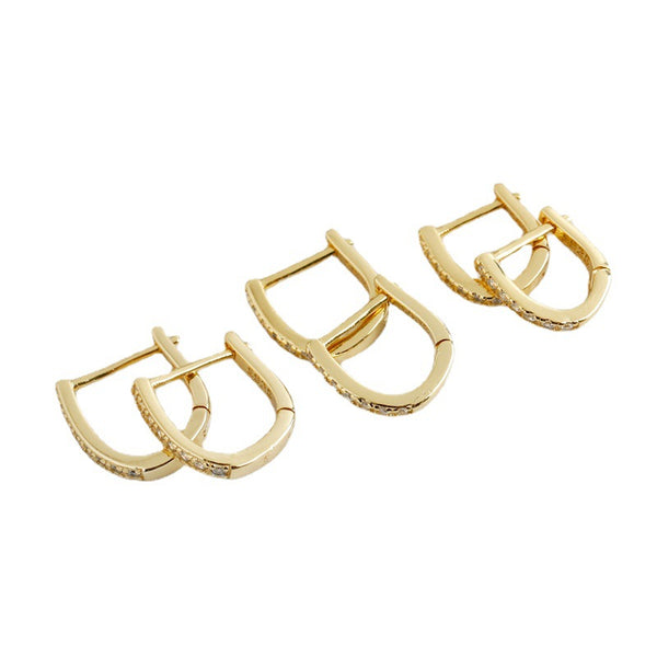 U-Shaped Pave Hoop Earrings