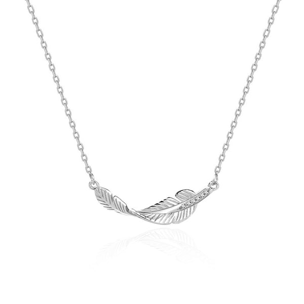 Horizontal Feather Pendant Necklace