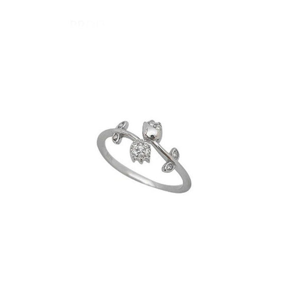 Double Tulip Flower Stacking Ring