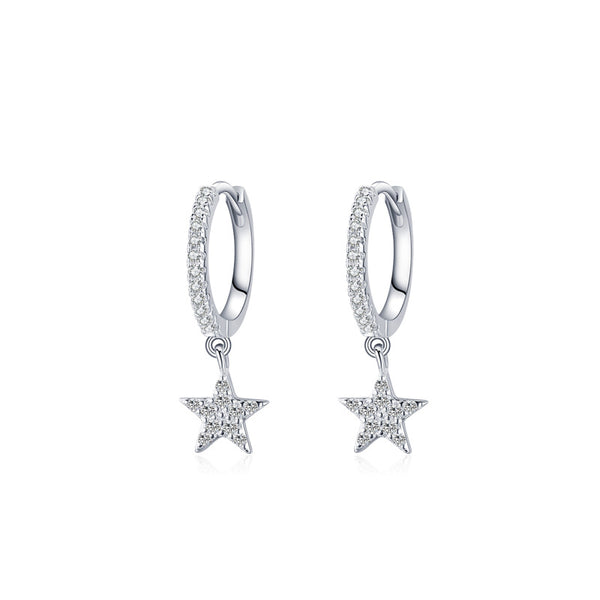 Star Dangle Drop Hoop Earrings