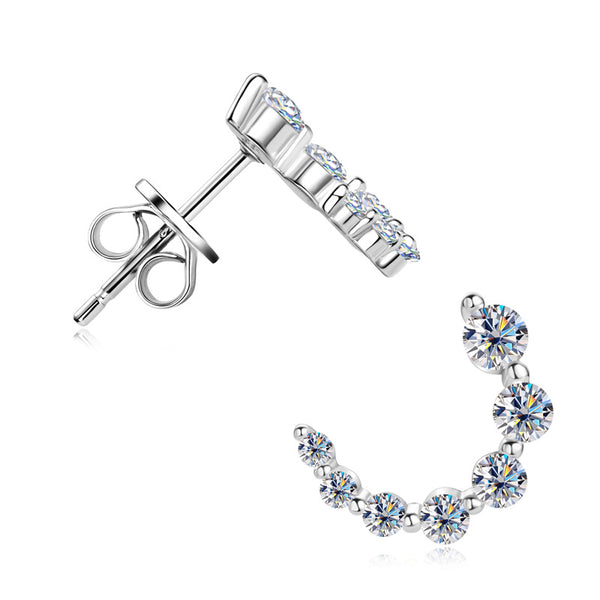 Moissanite C Hoop Wedding Earrings