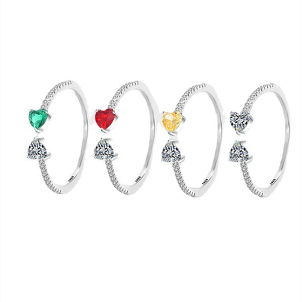 Double Heart Stacking Pave Ring