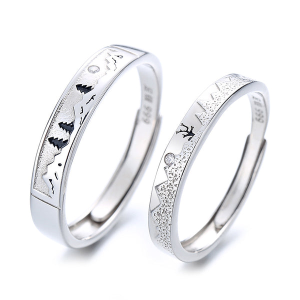 Mountain Ocean Matching Couple Ring