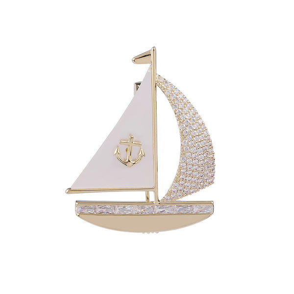 Sailboat Mother of Pearl Wedding Brooch