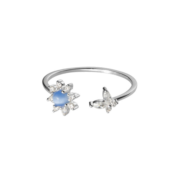 Dainty Opal Sunflower Butterfly Ring