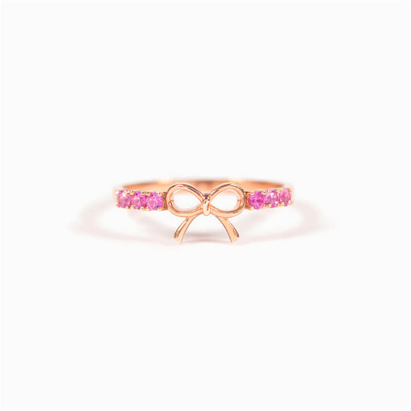 Dainty Pink Gem Bow Tie Ring