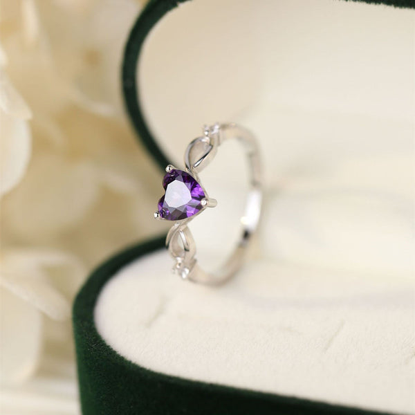 Purple Color Gemstone Heart Ring