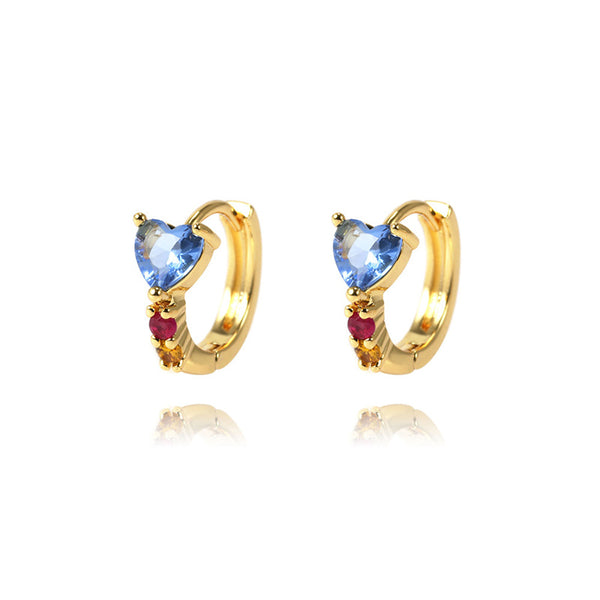 Color Gemstone Heart Hoop Earrings