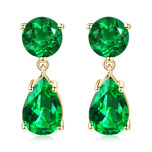 Emerald Teardrop Stud Earrings