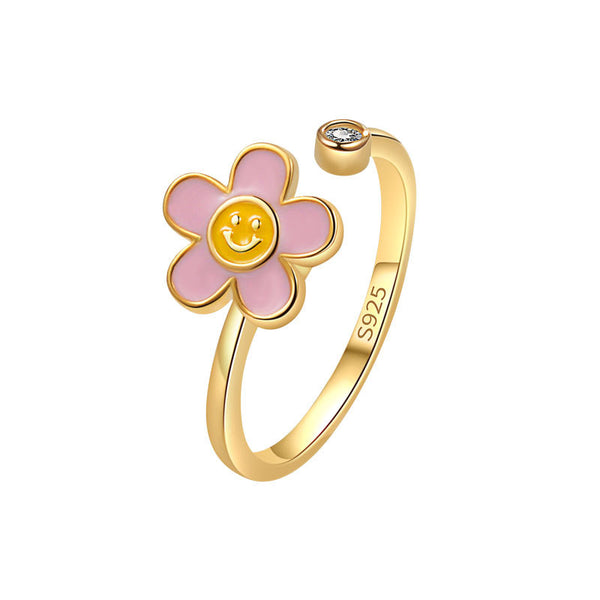 Flower Smiley Anxiety Fidget Spinner Ring