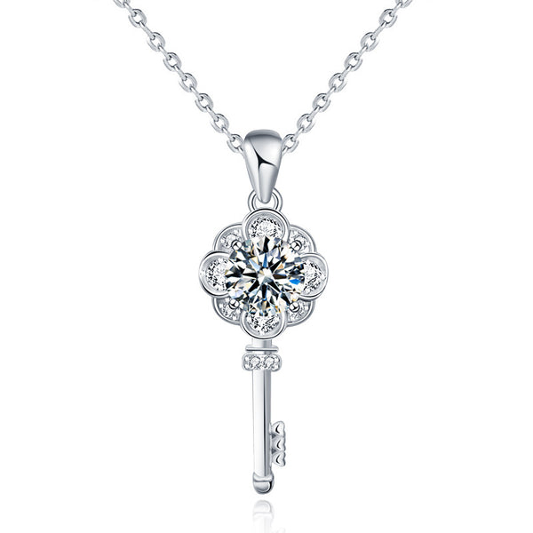 Moissanite Flower Key Wedding Necklace