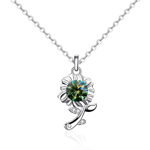 Moissanite Sunflower Engagement Necklace