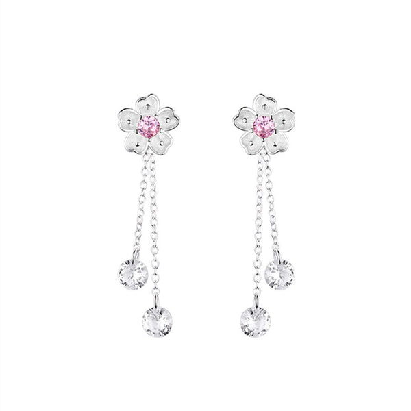 Cherry Blossom Dangle Drop Earrings