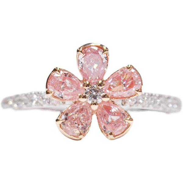 Pink Flower Stacking Band Ring