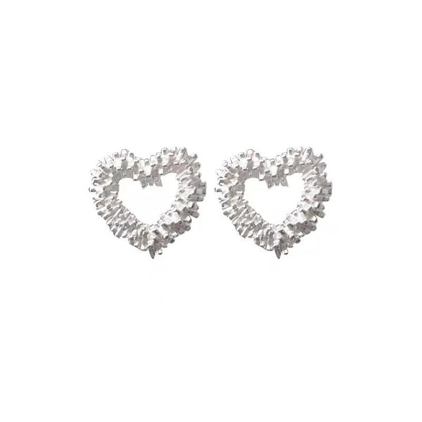 Dainty Silver Heart Stud Earrings