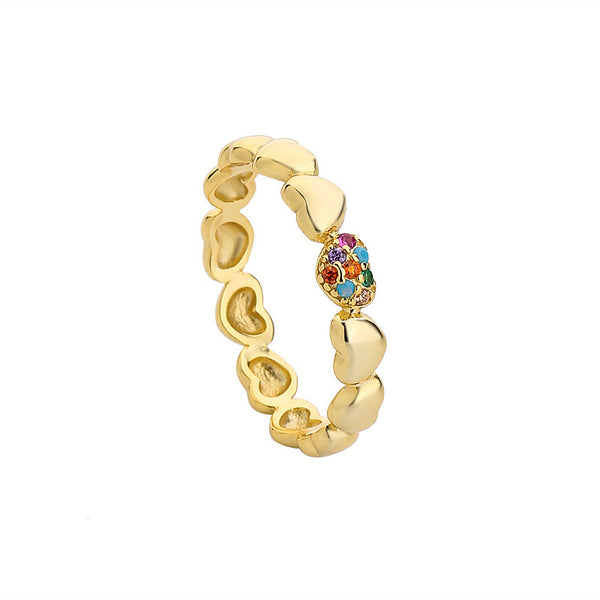 Vintage Rainbow Gem Heart Stacking Ring