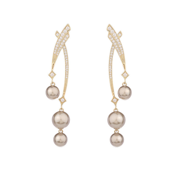 Pearl Ribbon Wedding Statement Earrings