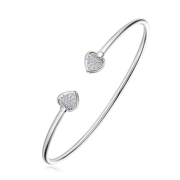 Moissanite Heart Wedding Bangle Bracelet