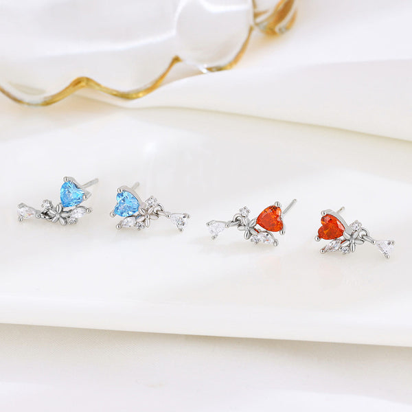 Heart Flower Stud Earrings