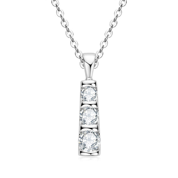 Three Stone Moissanite Necklace