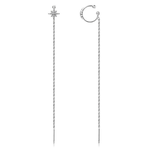 Star Moissanite Threader Earrings