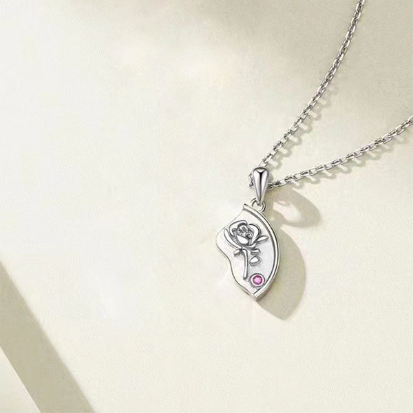 Little Prince Rose Flower Couple Necklace