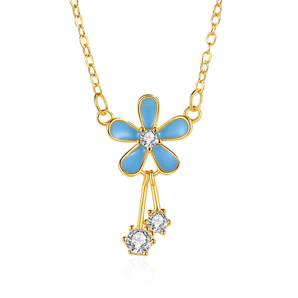 Blue Flower Pendant Necklace