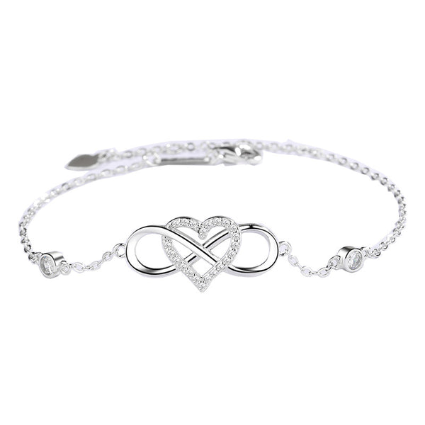 Infinity Mobius Heart Charm Bracelet