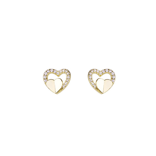 Double Heart Stud Earrings