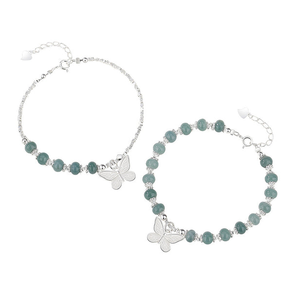 Butterfly Charm Emerald Beaded Bracelet