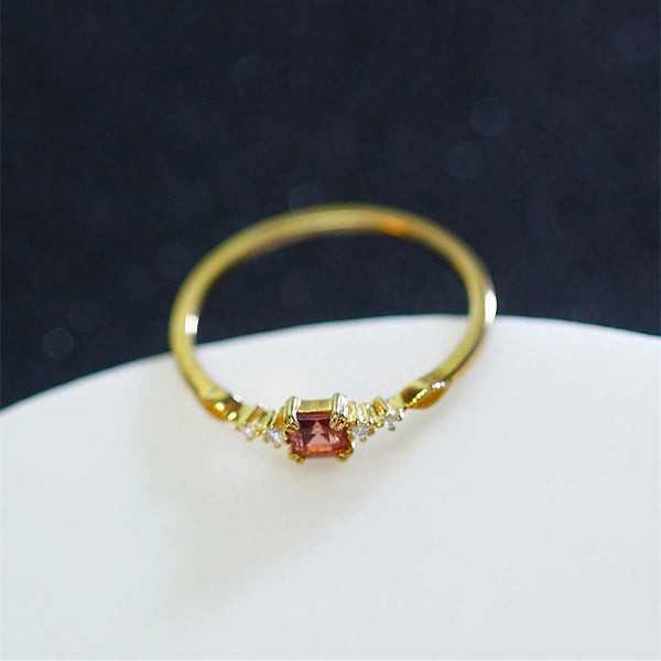 Garnet Stone Slim Ring