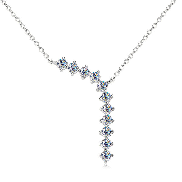 Curved Bar Moissanite Drop Necklace