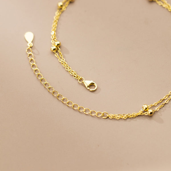 Dainty Bead Double Chain Anklet