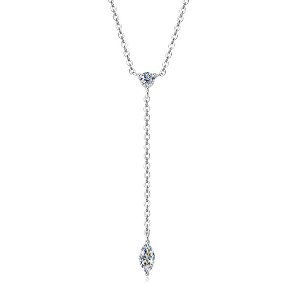 Marquise Moissanite Drop Y Necklace