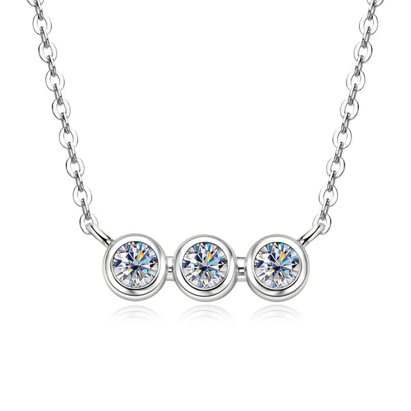 Three Stone Moissanite Necklace