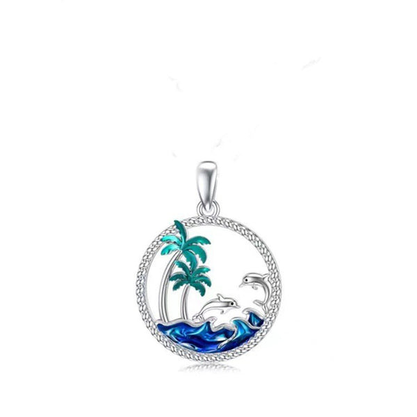 Ocean Coconut Tree Charm Necklace