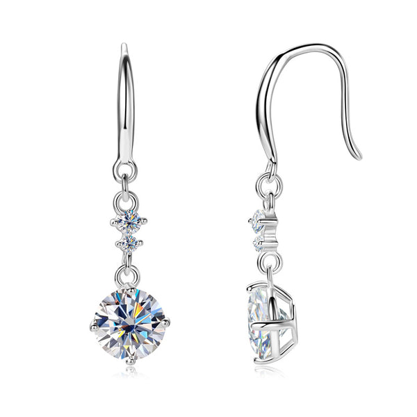 Moissanite Drop Fishhook Wedding Earrings