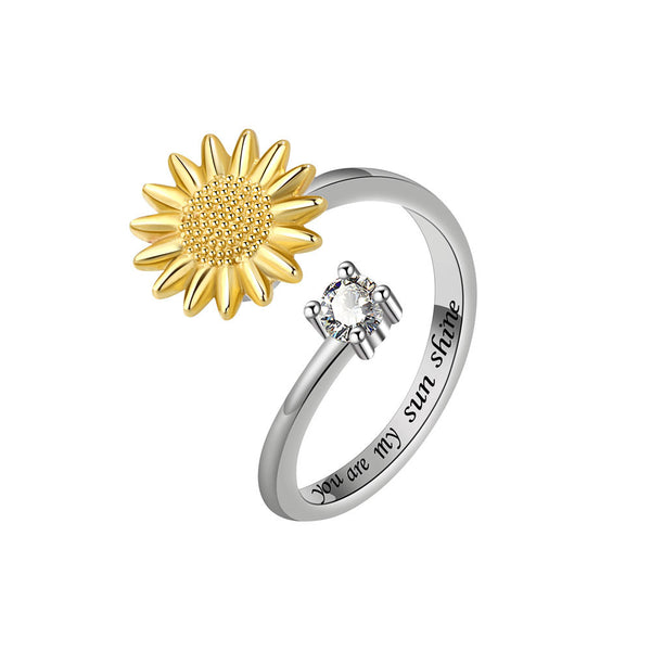 Sunflower Anxiety Fidget Spinner Ring