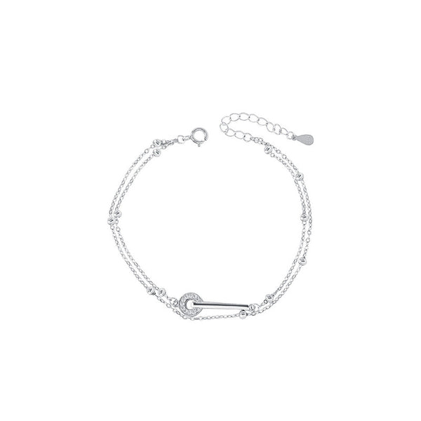 Silver Ring Bead Layered Bracelet