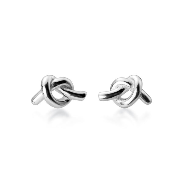 Tiny Heart Knot Ball End Stud Earrings